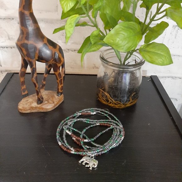 NWT Handmade Waist Bead with  'Elephant' charm up to 52" waist/ hip - Picture 2 of 6